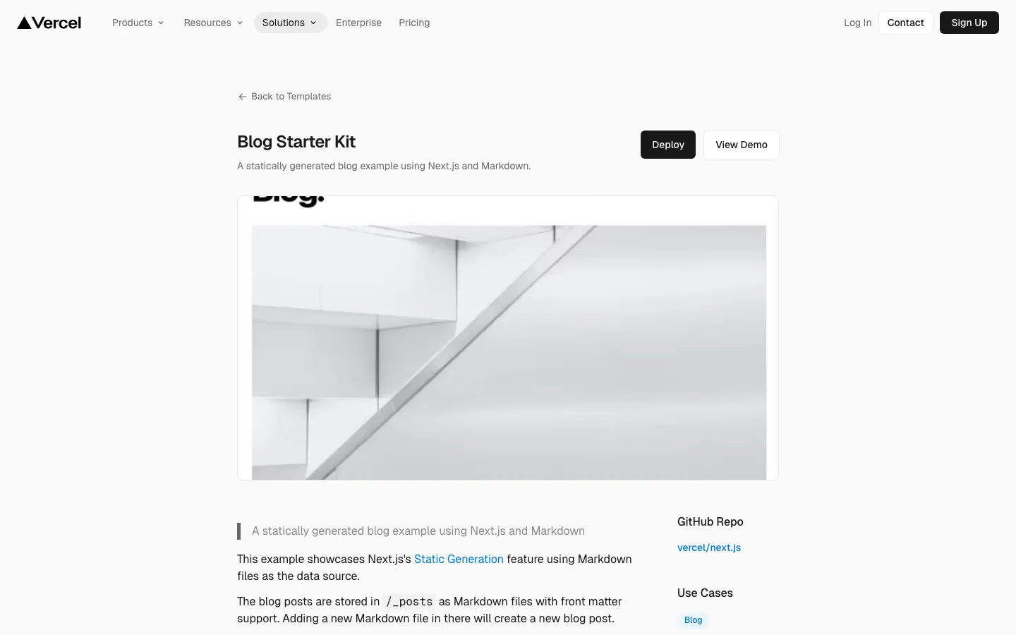 Screenshot reference for Next.js Blog Starter