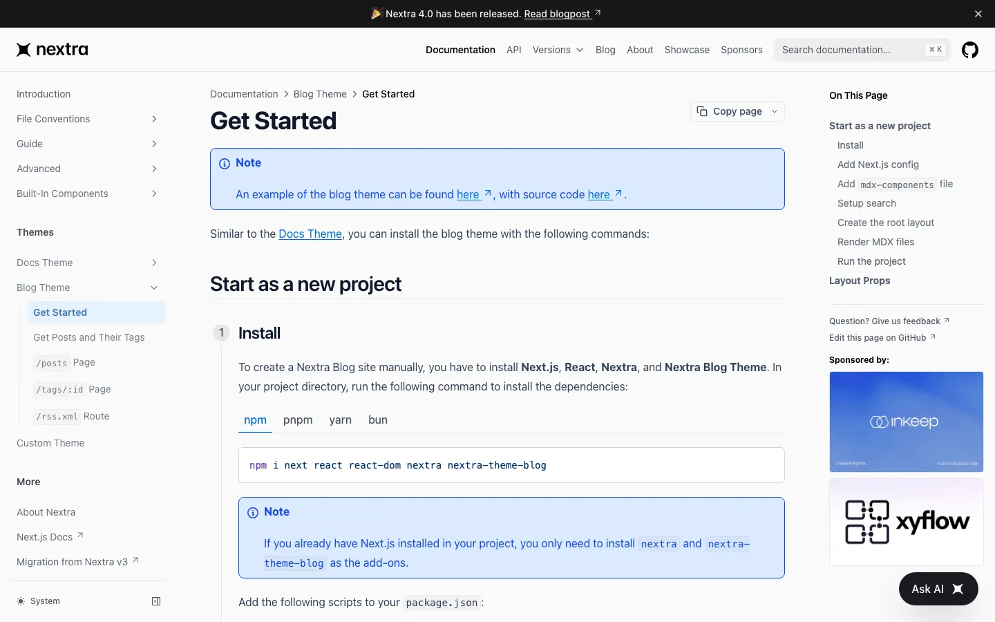 Screenshot reference for Nextra Blog Template