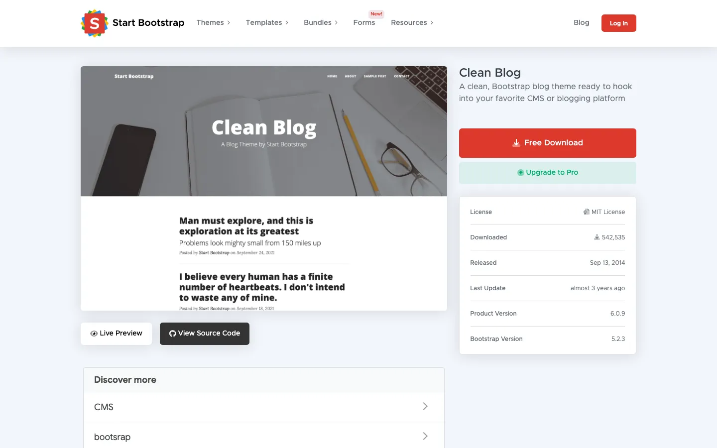 Screenshot reference for Start Bootstrap Clean Blog