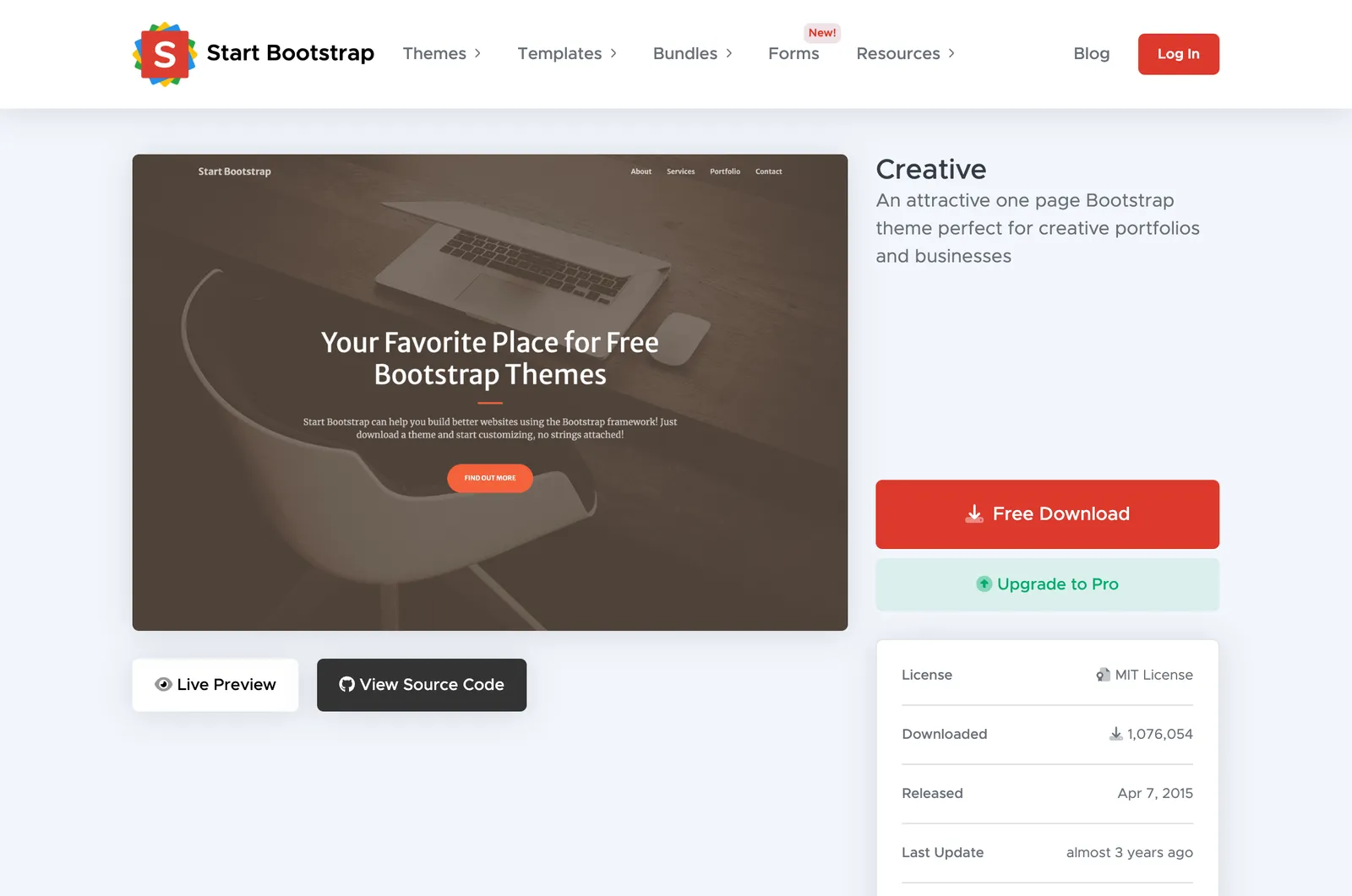 Screenshot reference for Start Bootstrap • Creative