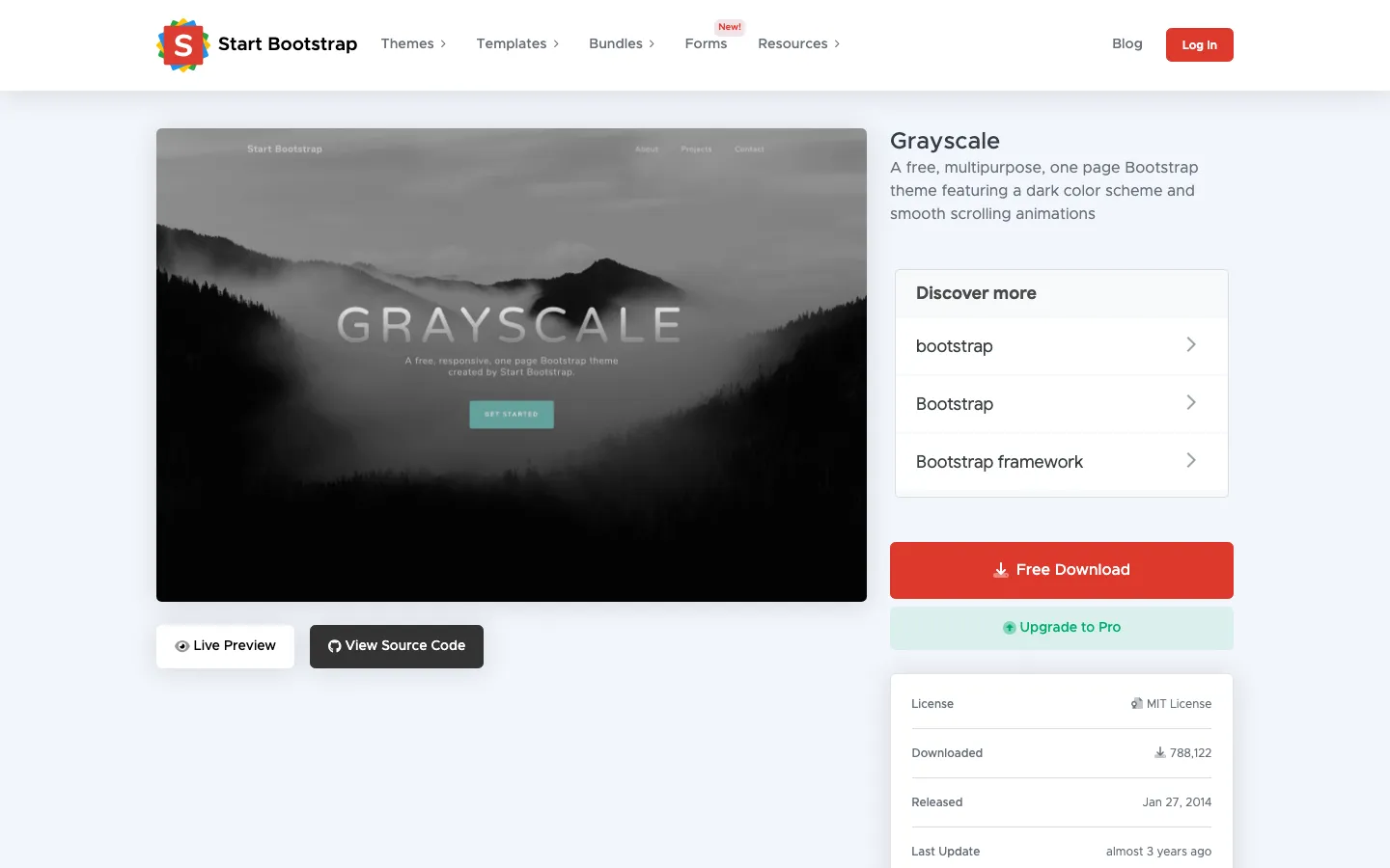 Screenshot reference for Start Bootstrap Grayscale
