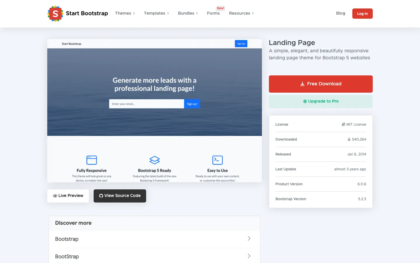 Screenshot reference for Start Bootstrap Landing Page