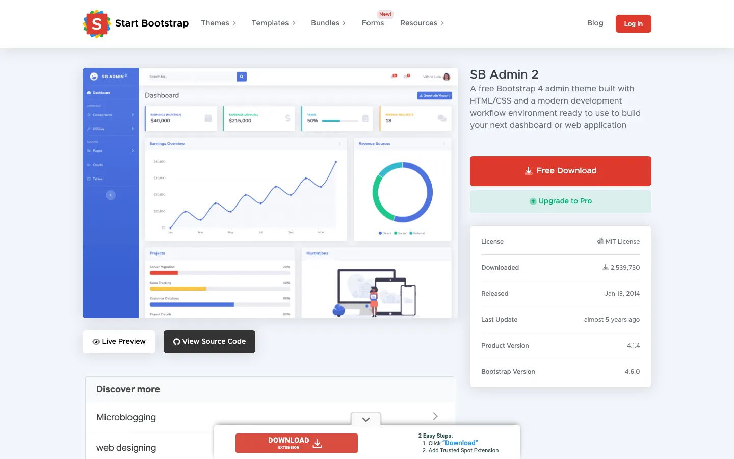 Screenshot reference for Start Bootstrap SB Admin 2