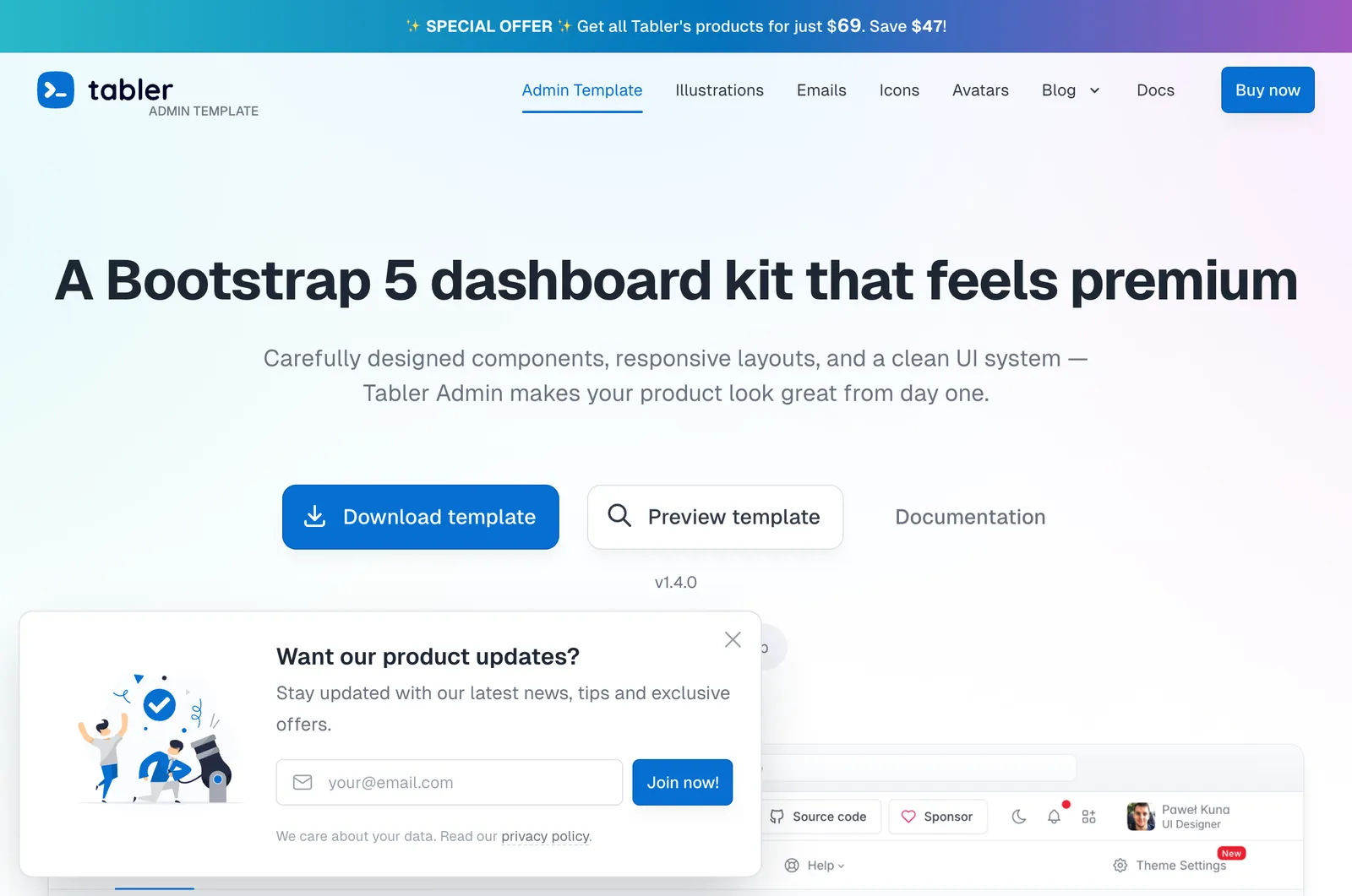 Screenshot reference for Tabler
