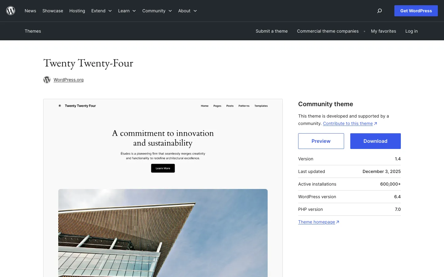 Screenshot reference for WordPress Twenty Twenty-Four