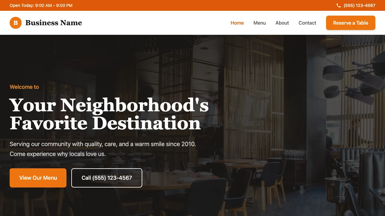 Example local business site built with Pressless